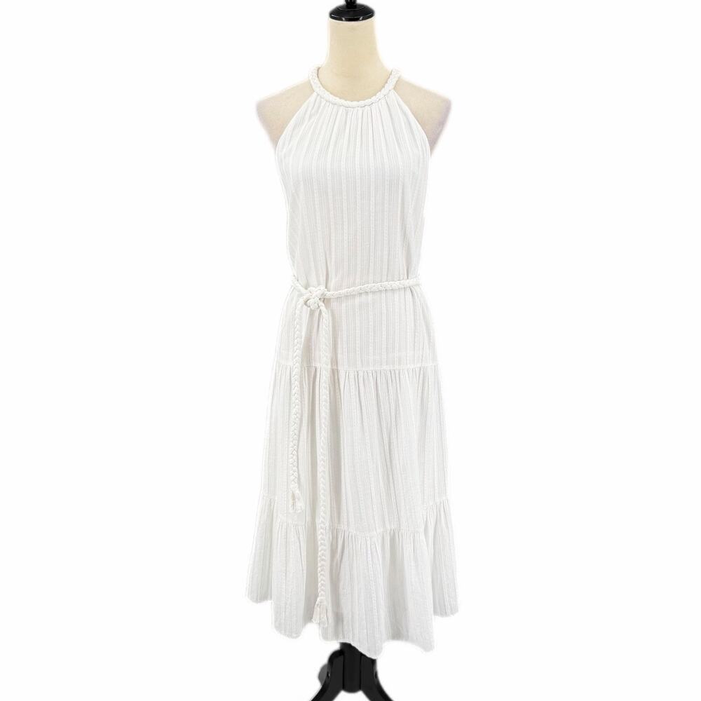 LOFT Beach NEW 100% Cotton White Braided Coastal Summer Flowy Boho Midi Dress
